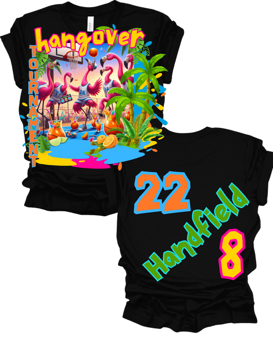 Tournament Hangover T-shirt (flamingos)